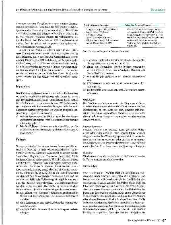 Vorschauseite 3: Der Effekt von rhythmisch-auditorischer Stimulation auf das Gehen bei Parkinson Patienten - applizierte Frequenzen und Langzeiteffekte