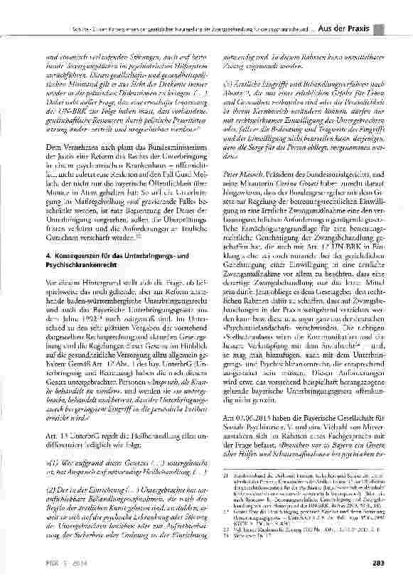 Vorschauseite 5: Zu den Konsequenzen der gesetzlichen Neuregelung der Zwangsbehandlung für die psychiatrische und psychosoziale Versorgung