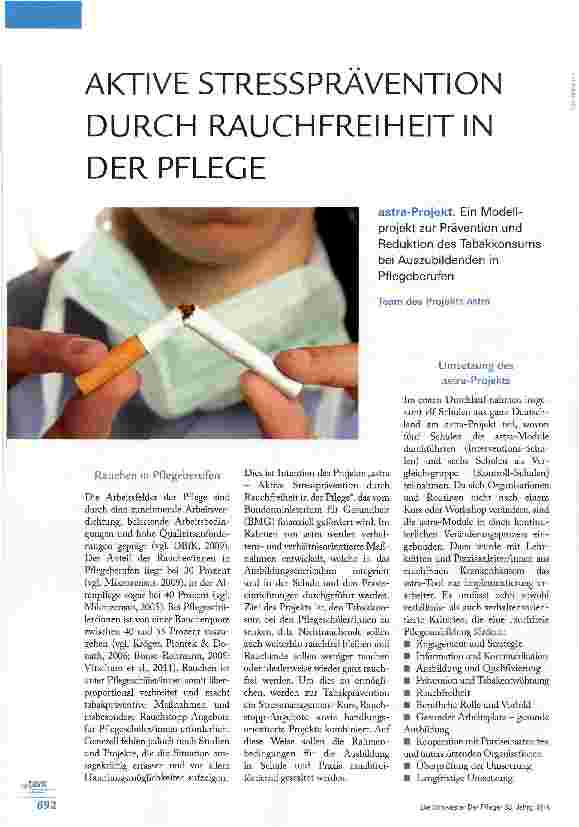Vorschauseite 1: AKTIVE STRESSPRÄVENTION DURCH RAUCHFREIHEIT IN DER PFLEGE