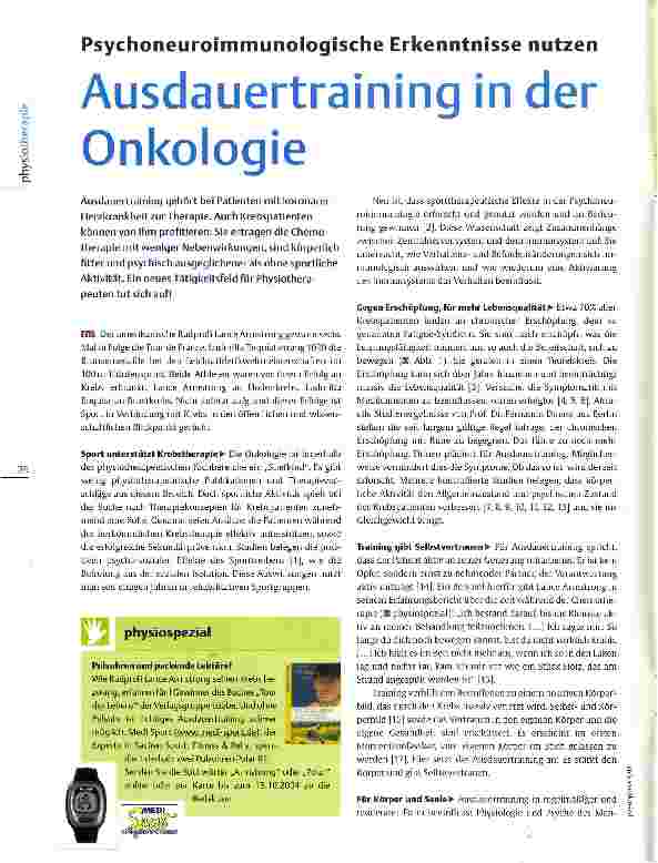 Vorschauseite 1: Psychoneuroimmunologische Erkenntnisse nutzen Ausdauertraining in der Onkologie