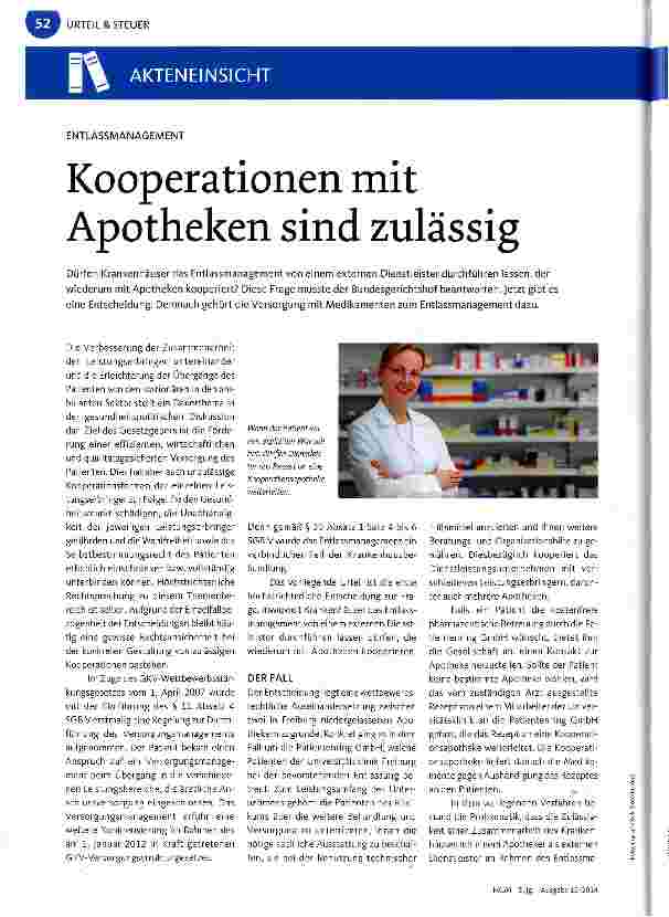 Vorschauseite 1: Kooperationen mit Apotheken sind zulässig