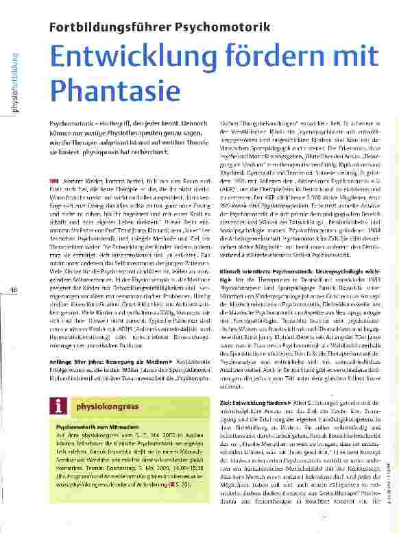 Vorschauseite 1: Fortbildungsführer Psychomotorik Entwicklung fördern mit Phantasie
