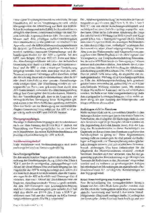 Vorschauseite 3: Ambulante spezialfachärztliche Versorgung gemäß § 116b SGBV