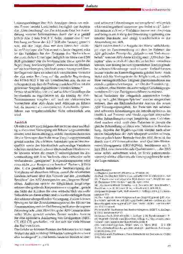 Vorschauseite 5: Ambulante spezialfachärztliche Versorgung gemäß § 116b SGBV