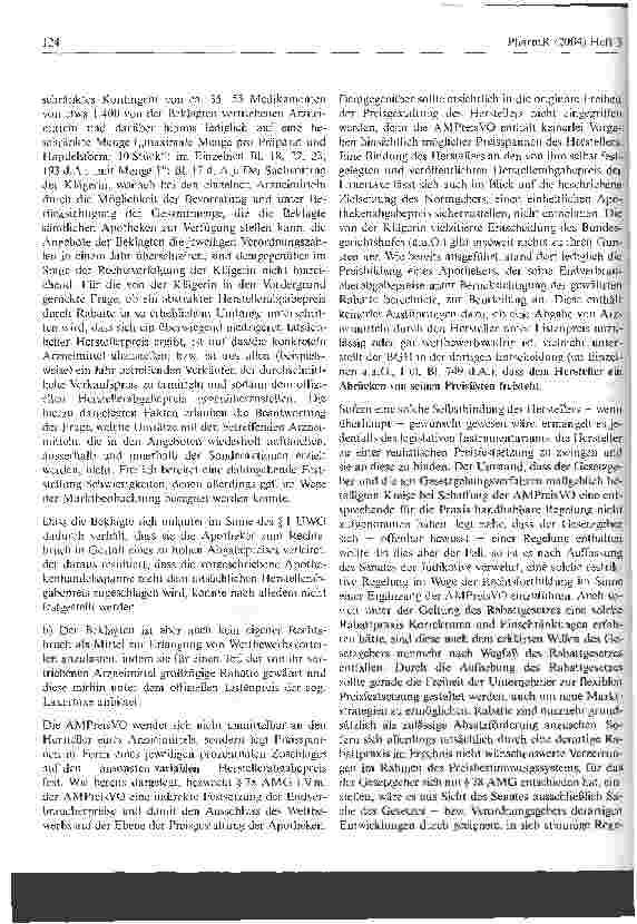 Vorschauseite 5: Zur Frage der Zulässigkeit von Rabatten Saarländisches OLG, Urteil vom 26. November 2003