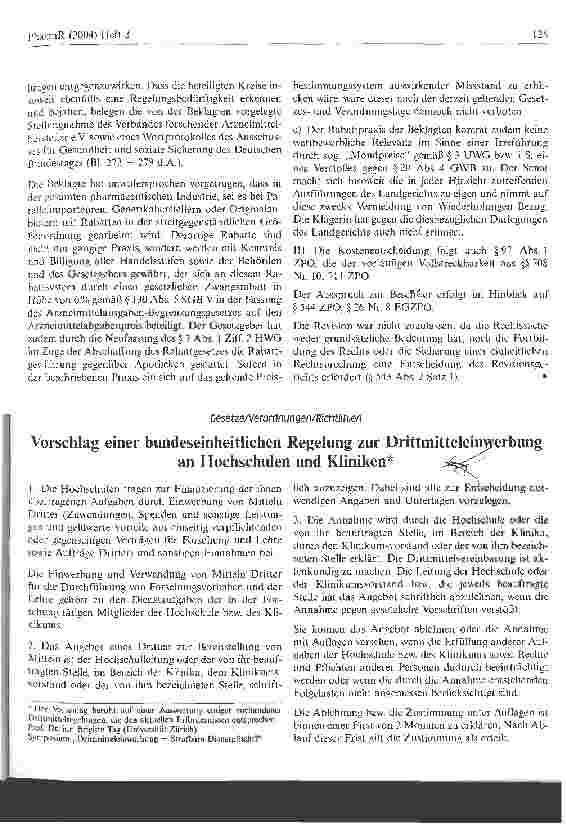 Vorschauseite 6: Zur Frage der Zulässigkeit von Rabatten Saarländisches OLG, Urteil vom 26. November 2003