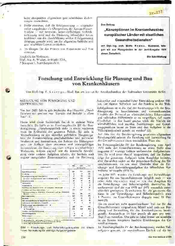 Vorschauseite 1: Forschung und Entwicklung für Planung und Bau von Krankenhäusern