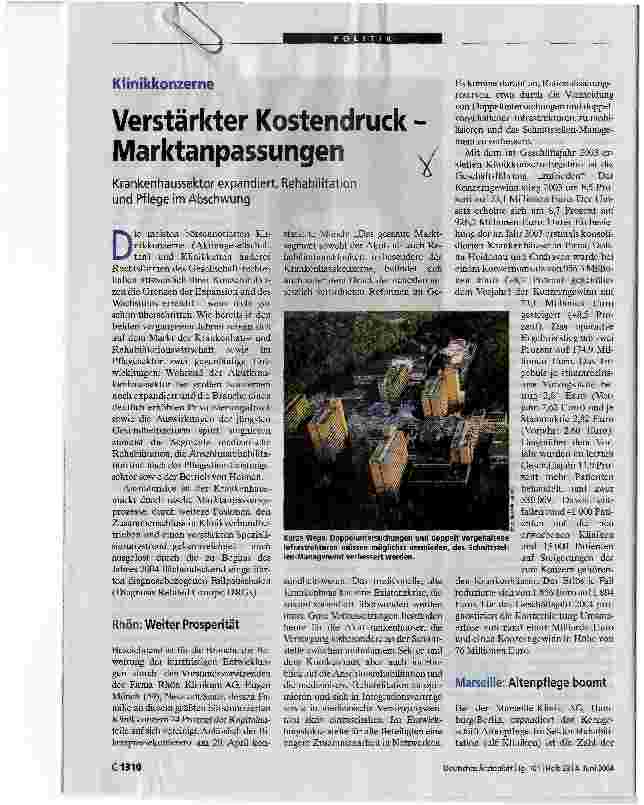Vorschauseite 1: Verstärkter Kostendruck -Marktanpassungen