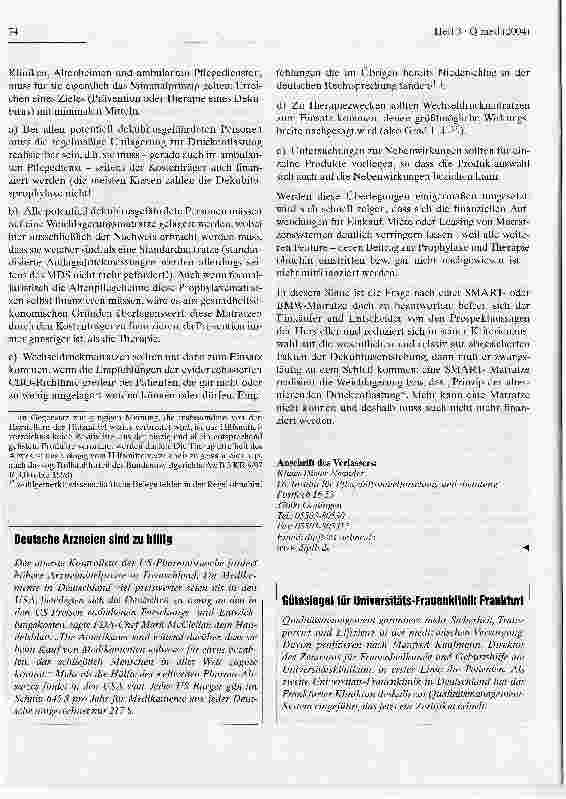 Vorschauseite 4: Produktvielfalt und Ökonomie am Beispiel der Versorgung mit Antidekubitusmatratzen