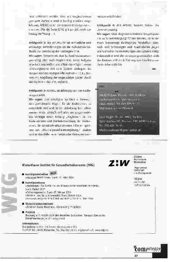Vorschauseite 4: Zentralschweizer Spitäler setzen auf APDRG