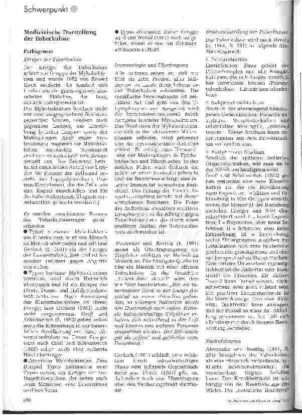 Vorschauseite 2: Tuberkulose 1. Teil: Epidemiologie, gesetzliche Regelungen, medizinische Darstellg