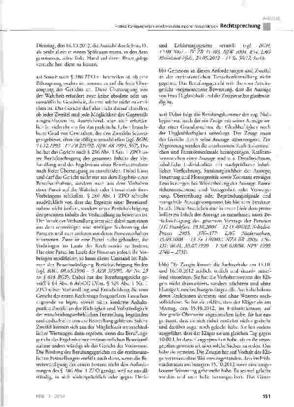 Vorschauseite 5: Fristlose Kündigung wegen sexueller Belästigung einer Auszubildenden BGB § 626 Abs. 1; AGG § 3 Abs. 4, § 7 Abs. 3; TVÖD-AT § 33