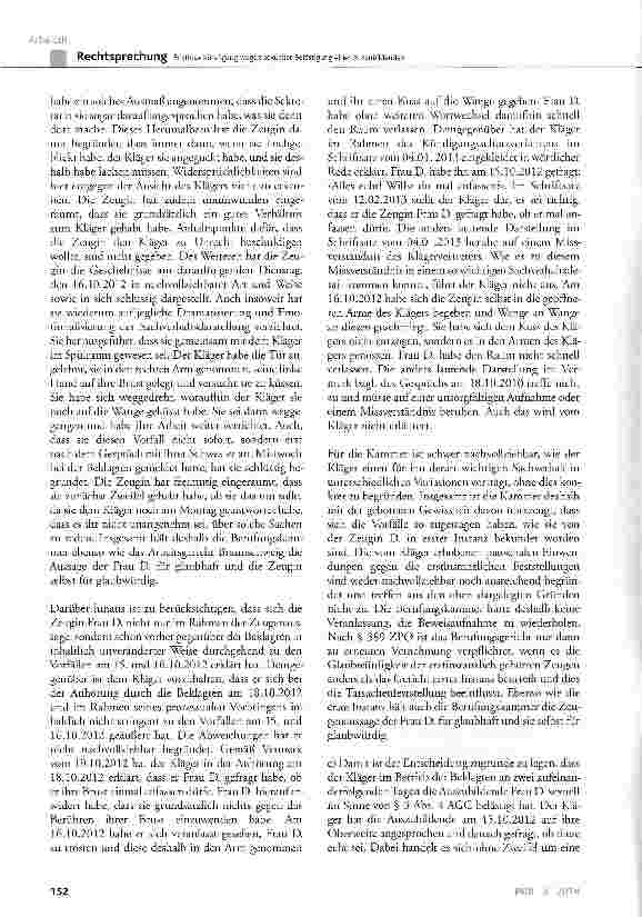 Vorschauseite 6: Fristlose Kündigung wegen sexueller Belästigung einer Auszubildenden BGB § 626 Abs. 1; AGG § 3 Abs. 4, § 7 Abs. 3; TVÖD-AT § 33
