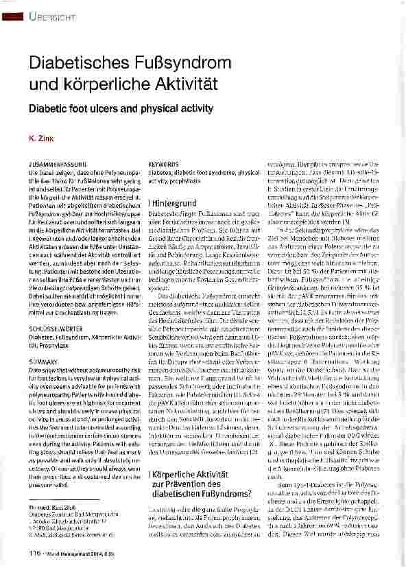 Vorschauseite 1: Diabetisches Fußsyndrom und körperliche Aktivität
