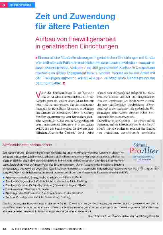 Vorschauseite 1: Zeit und Zuwendung für ältere Patienten