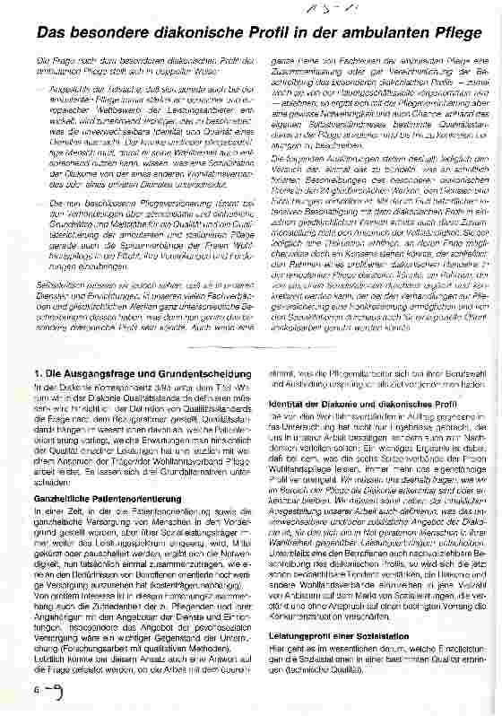 Vorschauseite 1: Das besondere diakonische Profil in der ambulanten Pflege