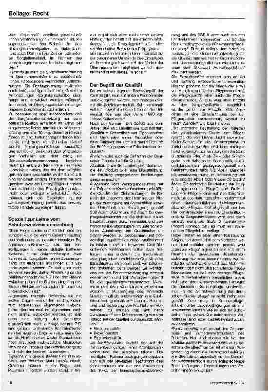 Vorschauseite 4: Pflegerische Sorgfalt und Qualitätssicherung aus der Sicht der Juristen