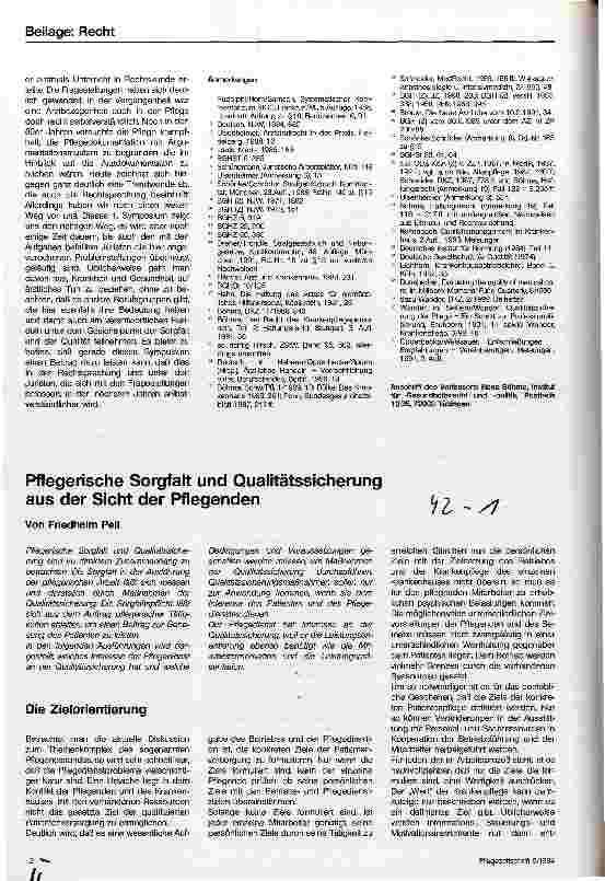 Vorschauseite 6: Pflegerische Sorgfalt und Qualitätssicherung aus der Sicht der Juristen