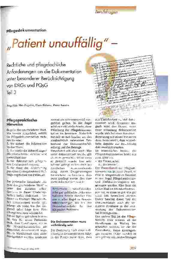 Vorschauseite 1: Patient unauffällig