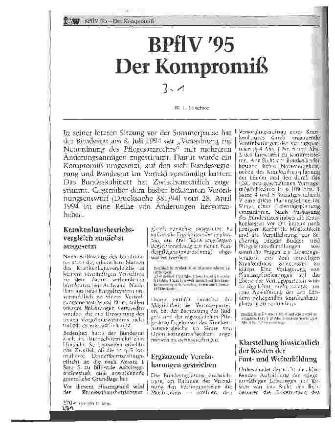 Vorschauseite 1: BPflV 95 Der Kompromiß