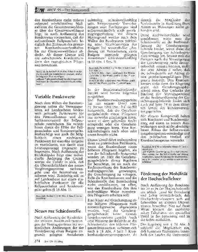 Vorschauseite 4: BPflV 95 Der Kompromiß