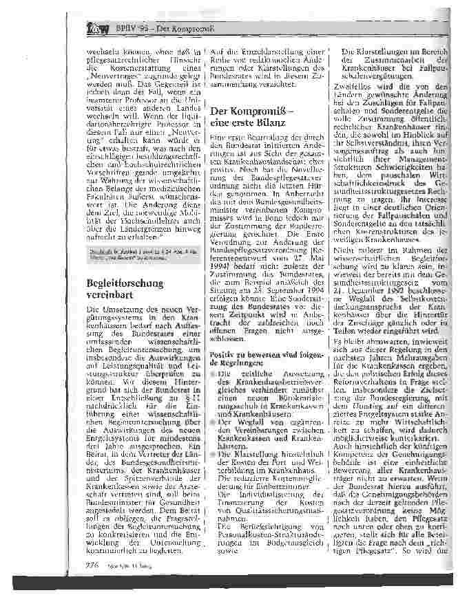 Vorschauseite 5: BPflV 95 Der Kompromiß