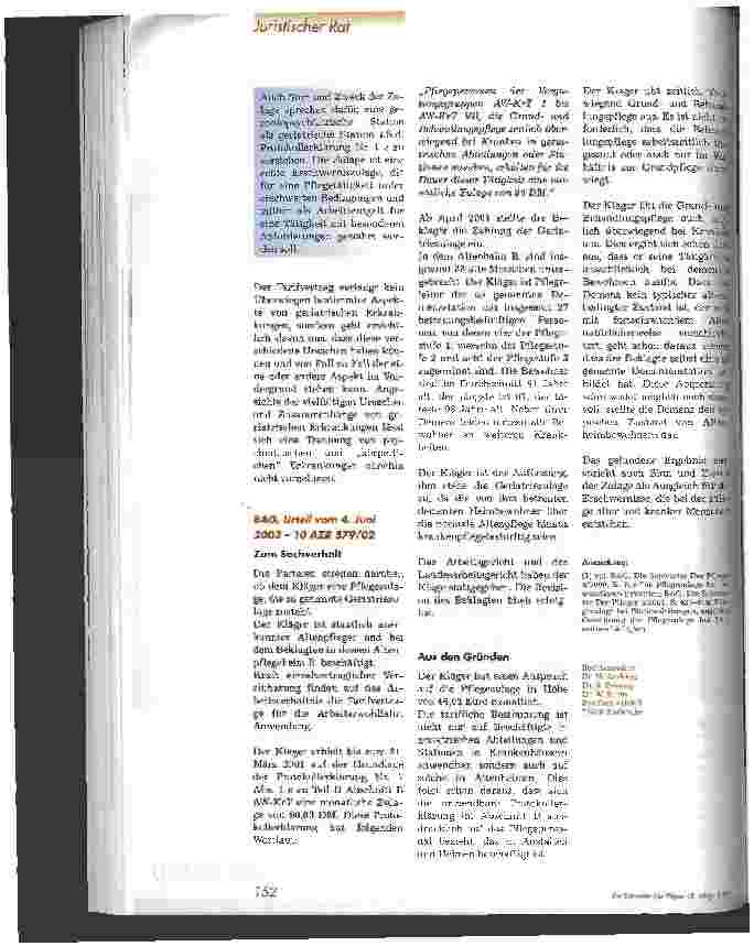 Vorschauseite 3: Pflegezulage in der Geriatrie