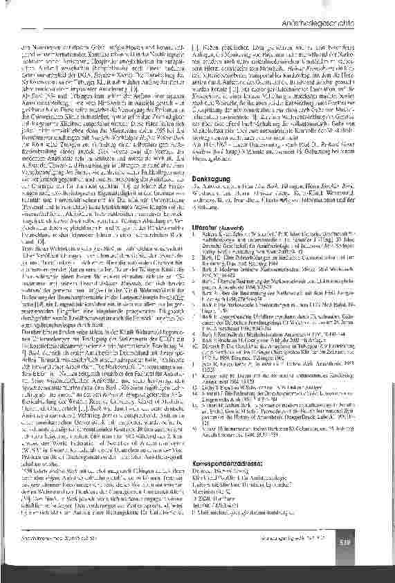 Vorschauseite 2: Die Gründungsmitglieder der Deutschen Gesellschaft für AnaesthesieBiografische Notizen - 13. Folge: Prof. Dr. Richard Heinz Joachim Bark (1918 - 1963