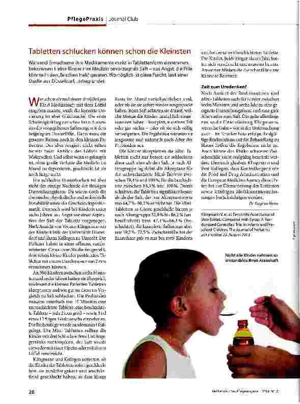 Vorschauseite 1: Tabletten schlucken können schon die Kleinsten