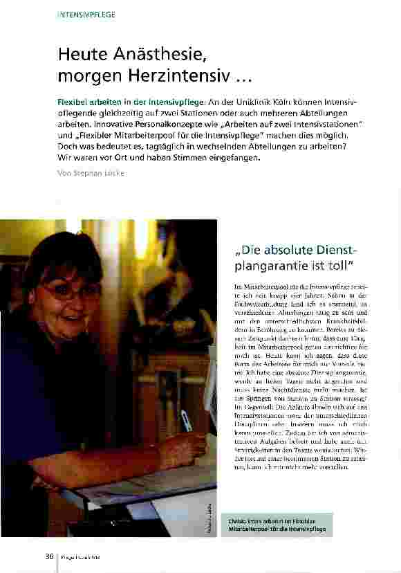 Vorschauseite 1: Heute Anästhesie, morgen Herzintensiv ...