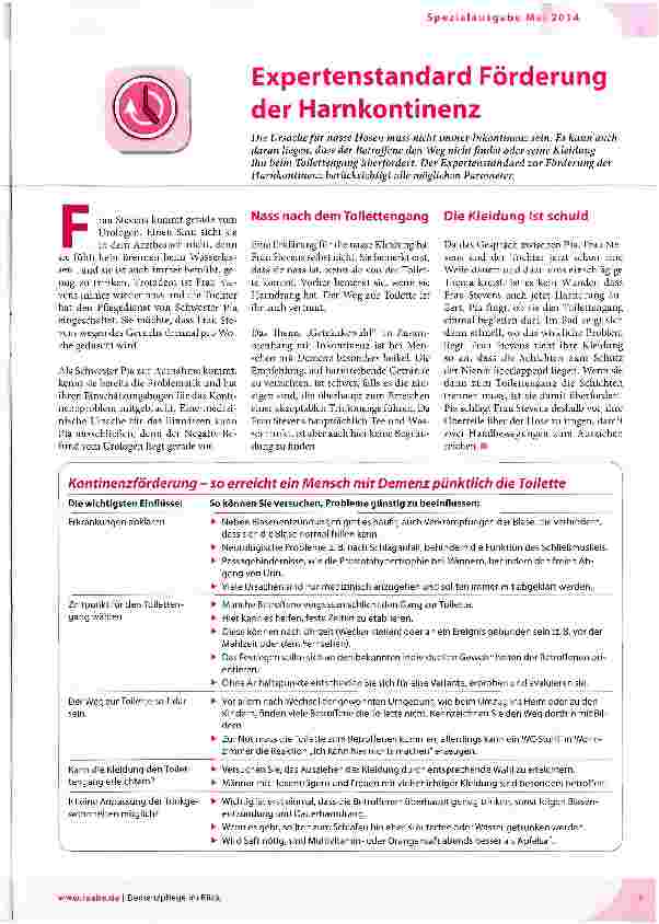 Vorschauseite 1: Expertenstandard Förderung der Harnkontinenz
