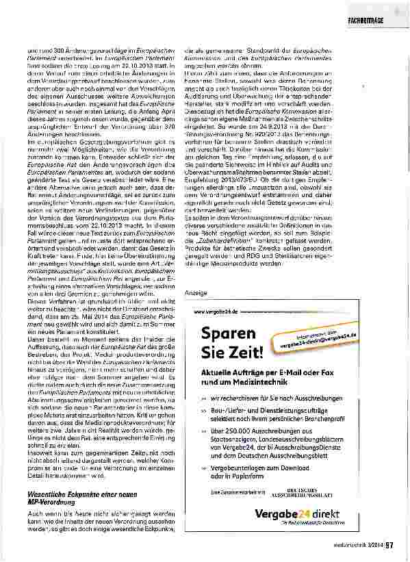 Vorschauseite 2: Das Medizinprodukterecht im Umbruch Neue geplante EU-Verordnung wird erhebliche Veränderungen bringen