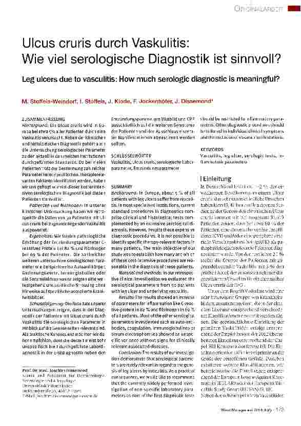 Vorschauseite 1: Ulcus cruris durch Vaskulitis: Wie viel serologische Diagnostik ist sinnvoll?