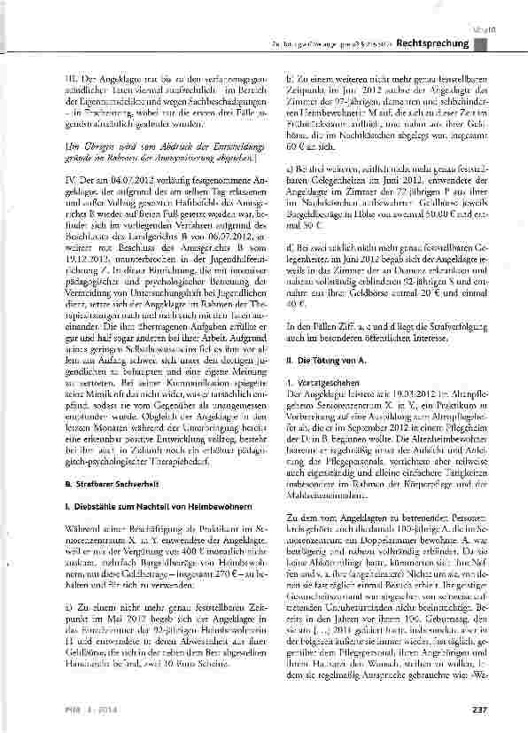 Vorschauseite 2: Zur Tötung auf Verlangen gemäß § 216 StGB StGB § 22, § 23, § 216, § 242 Abs. 1, § 248a; JGG § 1, § 3, § 17 Abs. 2, § 18 Abs. 1 und 2, § 31 Abs. 1