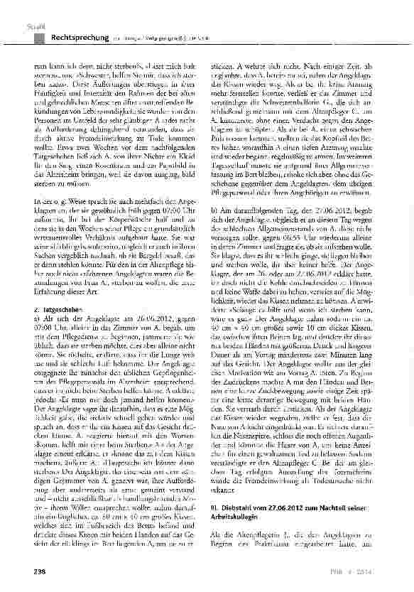 Vorschauseite 3: Zur Tötung auf Verlangen gemäß § 216 StGB StGB § 22, § 23, § 216, § 242 Abs. 1, § 248a; JGG § 1, § 3, § 17 Abs. 2, § 18 Abs. 1 und 2, § 31 Abs. 1
