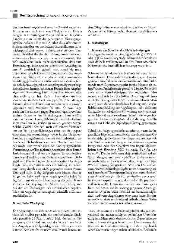 Vorschauseite 5: Zur Tötung auf Verlangen gemäß § 216 StGB StGB § 22, § 23, § 216, § 242 Abs. 1, § 248a; JGG § 1, § 3, § 17 Abs. 2, § 18 Abs. 1 und 2, § 31 Abs. 1
