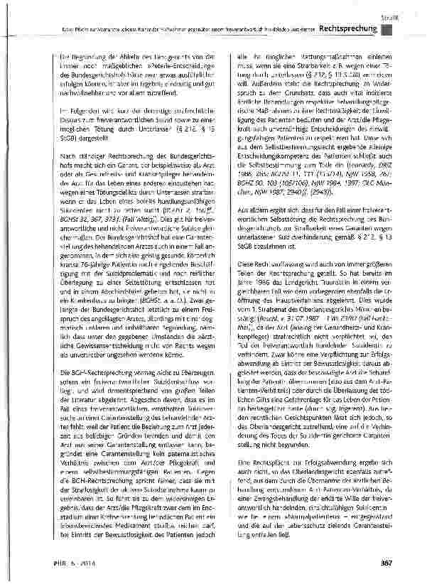Vorschauseite 4: Keine Pflicht zur Vornahme lebenserhaltender Maßnahmen gegenüber einem reiverantwortlich handelnden Suizidenten BGB § 1901a Abs. 1, Abs. 2, Abs. 3 und Abs. 5