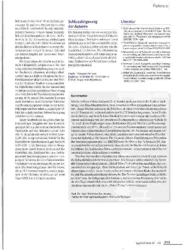 Vorschauseite 2: Neue Metaanalyse zur Prävention der beatmungsassoziierten Pneumonie durch subglottische Sekretabsaugung