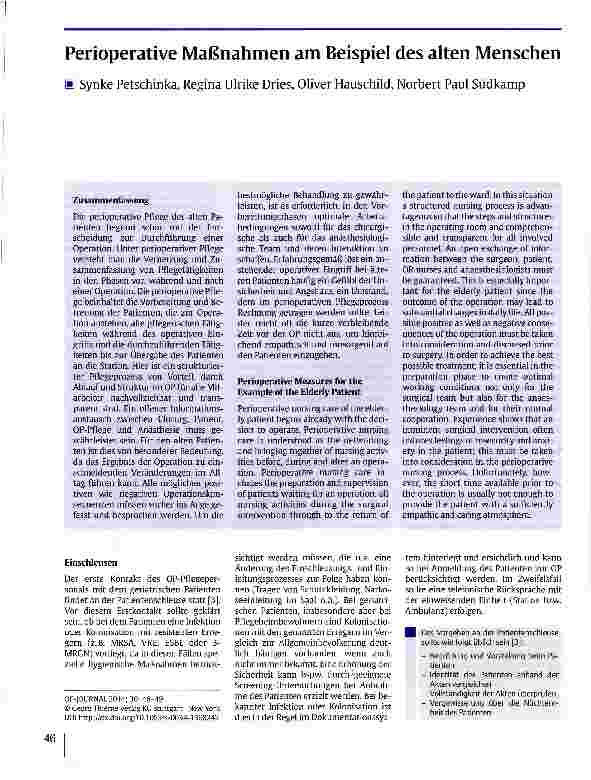 Vorschauseite 1: Perioperative Maßnahmen am Beispiel des alten Menschen