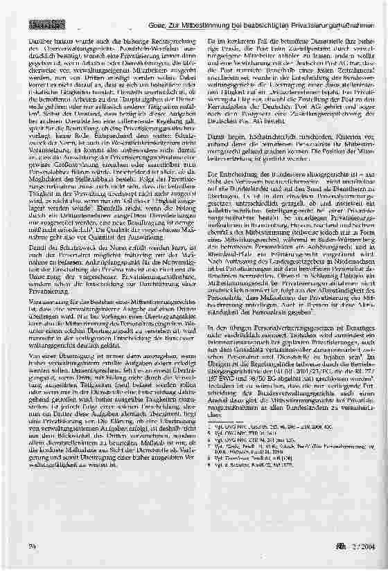 Vorschauseite 2: Zur Mitbestimmung bei beabsichtigten Privatisierungsmaßnahmen