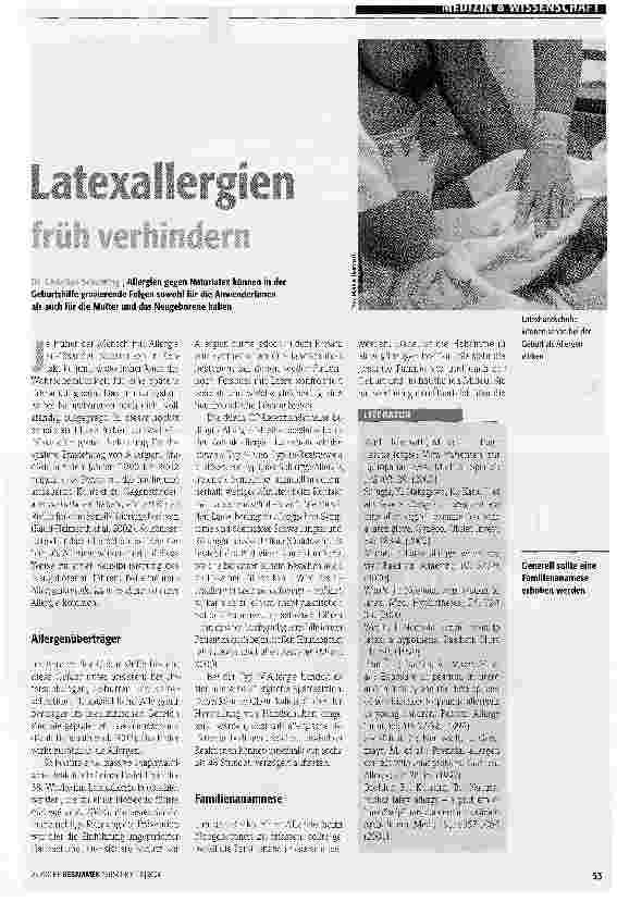 Vorschauseite 1: Latexallergien früh verhindern