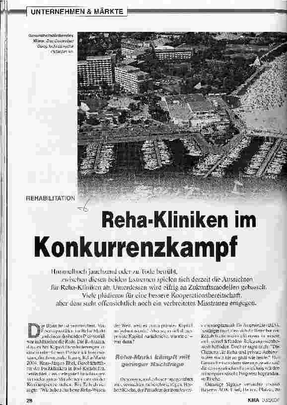 Vorschauseite 1: Rehabilitation: Reha-Kliniken im Konkurrenzkampf