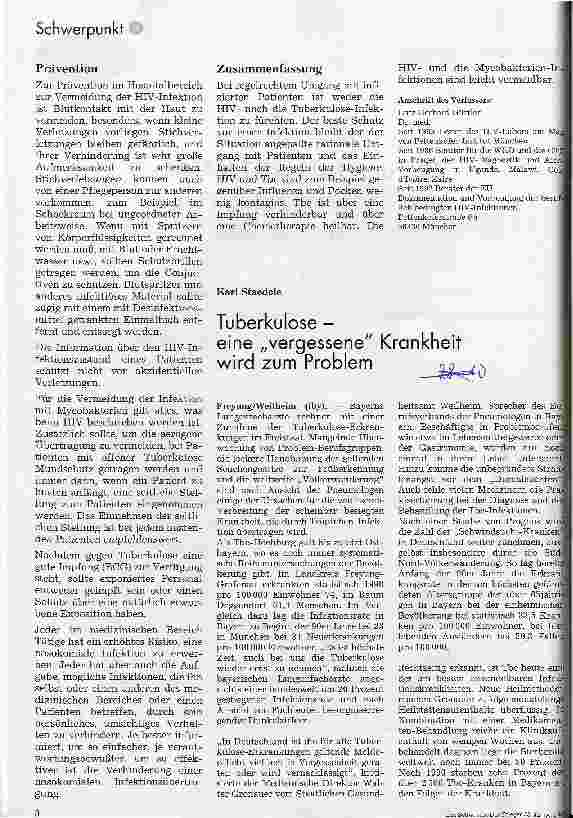 Vorschauseite 4: HIV-Infektion und Aids-Erkrankung Tuberkulose und HIV - ein Vergleich