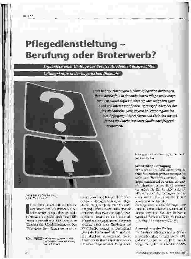 Vorschauseite 1: Pflegedienstleitung - Berufung oder Broterwerb?
