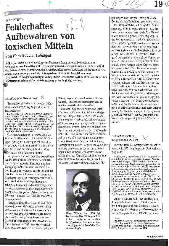 Vorschauseite 1: Fehlerhaftes Aufbewahren von toxischen Mitteln Haftungsfragen