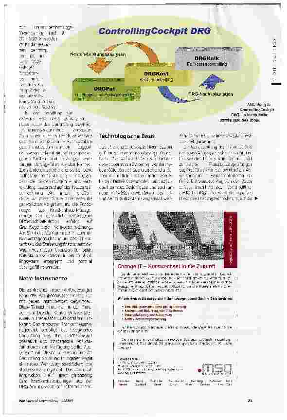 Vorschauseite 2: Controller brauchen moderne InstrumenteIm Herzzentrum Dresden wurde ControllingCockpit DRG entwickelt