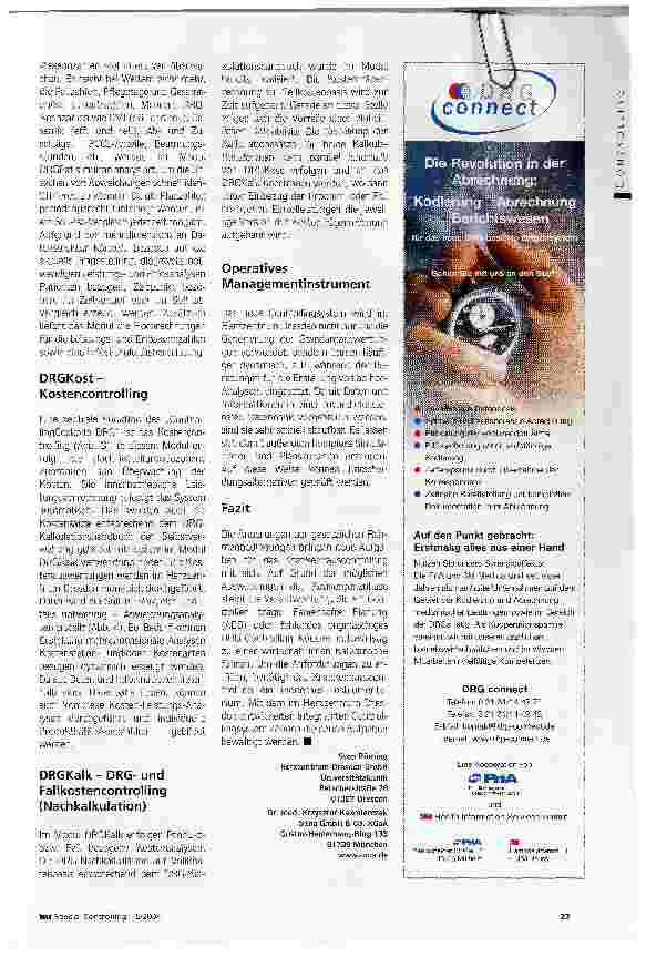 Vorschauseite 4: Controller brauchen moderne InstrumenteIm Herzzentrum Dresden wurde ControllingCockpit DRG entwickelt