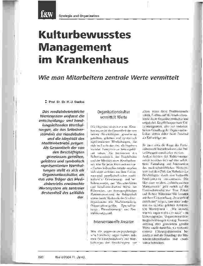 Vorschauseite 1: Kulturbewusstes Management im Krankenhaus