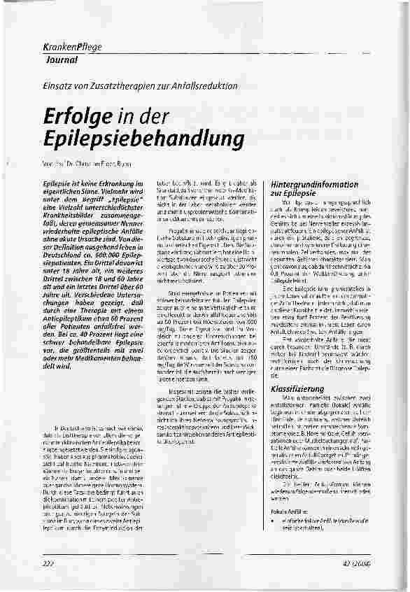 Vorschauseite 1: Erfolge in der Epilepsiebehandlung