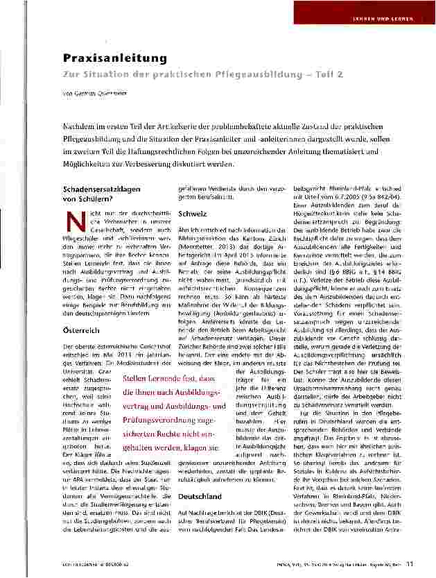 Vorschauseite 1: Praxisanleitung Zur Situation der praktischen Pflegeausbildung - Teil2
